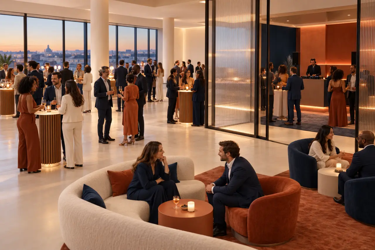Soirée d’entreprise conviviale avec espace d’échange et zone calme