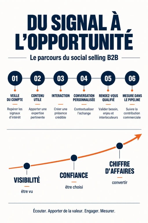 Pourquoi le social selling est devenu indispensable pour les commerciaux B2B : parcours de la veille à l'opportunité commerciale