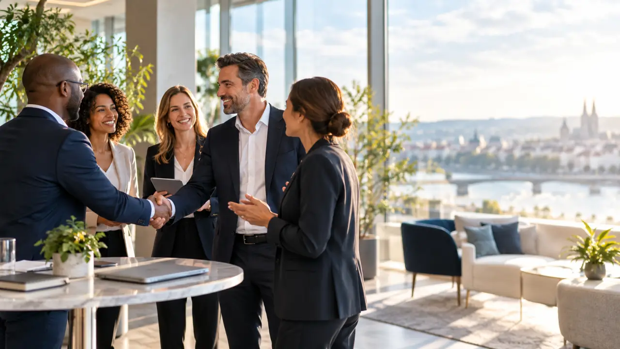 Dirigeants échangeant lors d'une rencontre professionnelle B2B