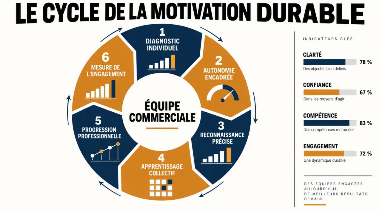 Cycle visuel pour comprendre comment motiver ses commerciaux au-delà de la rémunération